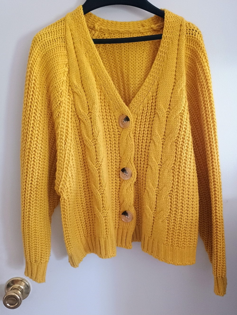 Yellow Bulky Knit Cropped Sweater